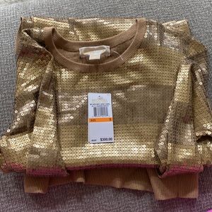 Michael kors gold sequin sweater dress